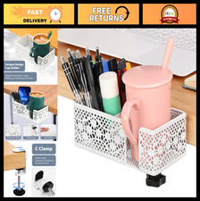 Clamp-On Under Desk Cup Holder & Phone Stand | Desk Organizer with Pencil Holder