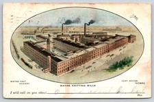 Fort Wayne Indiana~Knitting Mills Factory Birds Eye View~Smokestack~1907 PC