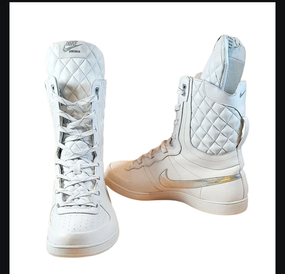 Nike Legends High White Leather Quilted Boot Shoes 333891-101 Wmns Sz 10 - Image 4 of 4