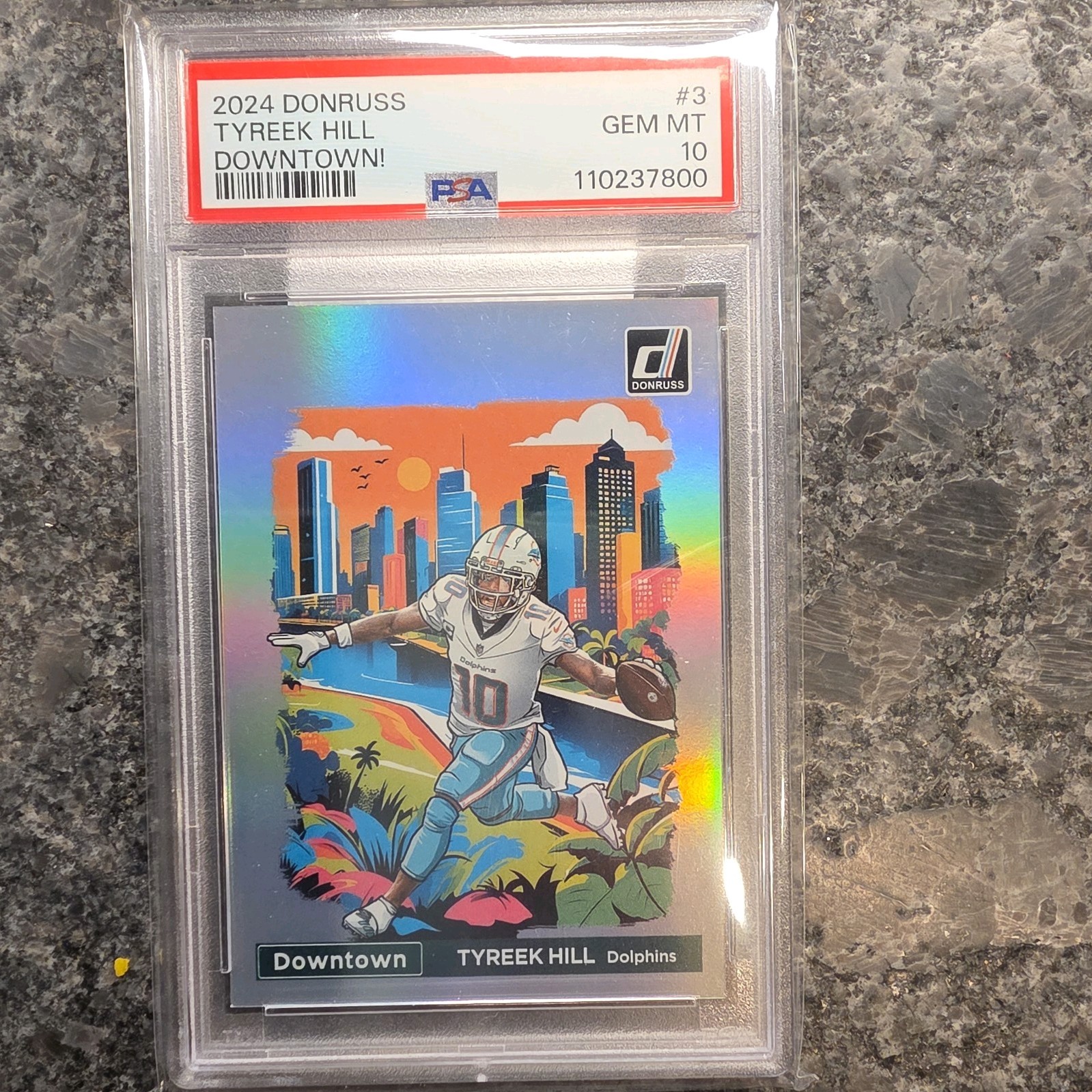 2024 Panini Donruss - Downtown! Tyreek Hill #3 PSA 10 view 1