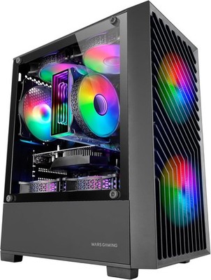 MARS GAMING MC-VORTEX 3x FANS INCLUDED MICRO ATX RGB MINI TOWER GLASS PC CASE