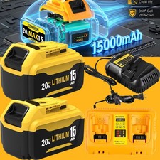 2Pack For DeWalt 20V 20 Volt Max 15AH Lithium Battery DCB210/Dual Charger COMBO