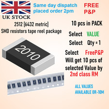 Image of 2010 SMD resistors 1%, 5% 0R to 10M range for repair & DIY, 10 pcs in pack