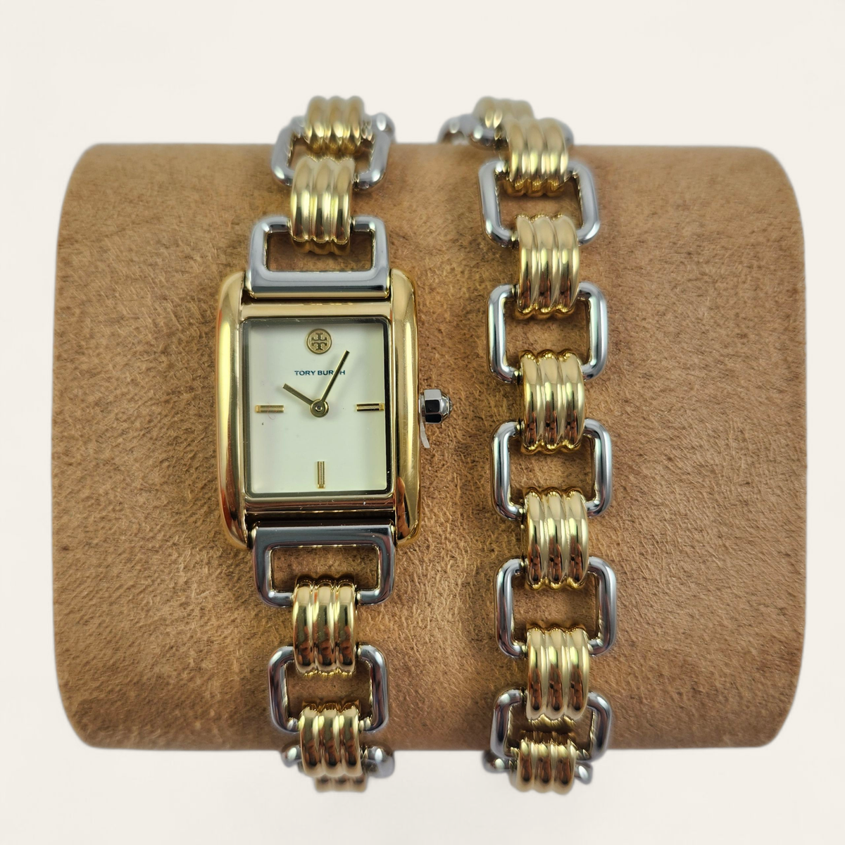 NEW Tory Burch Gold & SIlver Two Tone Eleanor Wrap Bracelet Watch