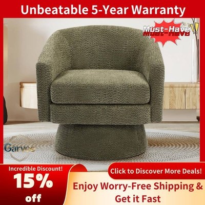 360° Swivel Accent Chair with Arms Soft Cushion Cozy Chenille Reading Room