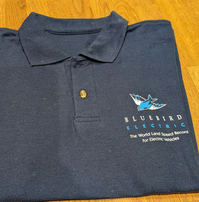 DONALD CAMPBELL - BLUEBIRD ELEKTROFAHRZEUG - OFFIZIELLES POLOSHIRT GRÖSSE 36''
