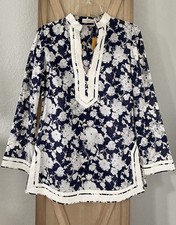TORY BURCH TUNIC Abbot Floral Blue Size 6 NWT