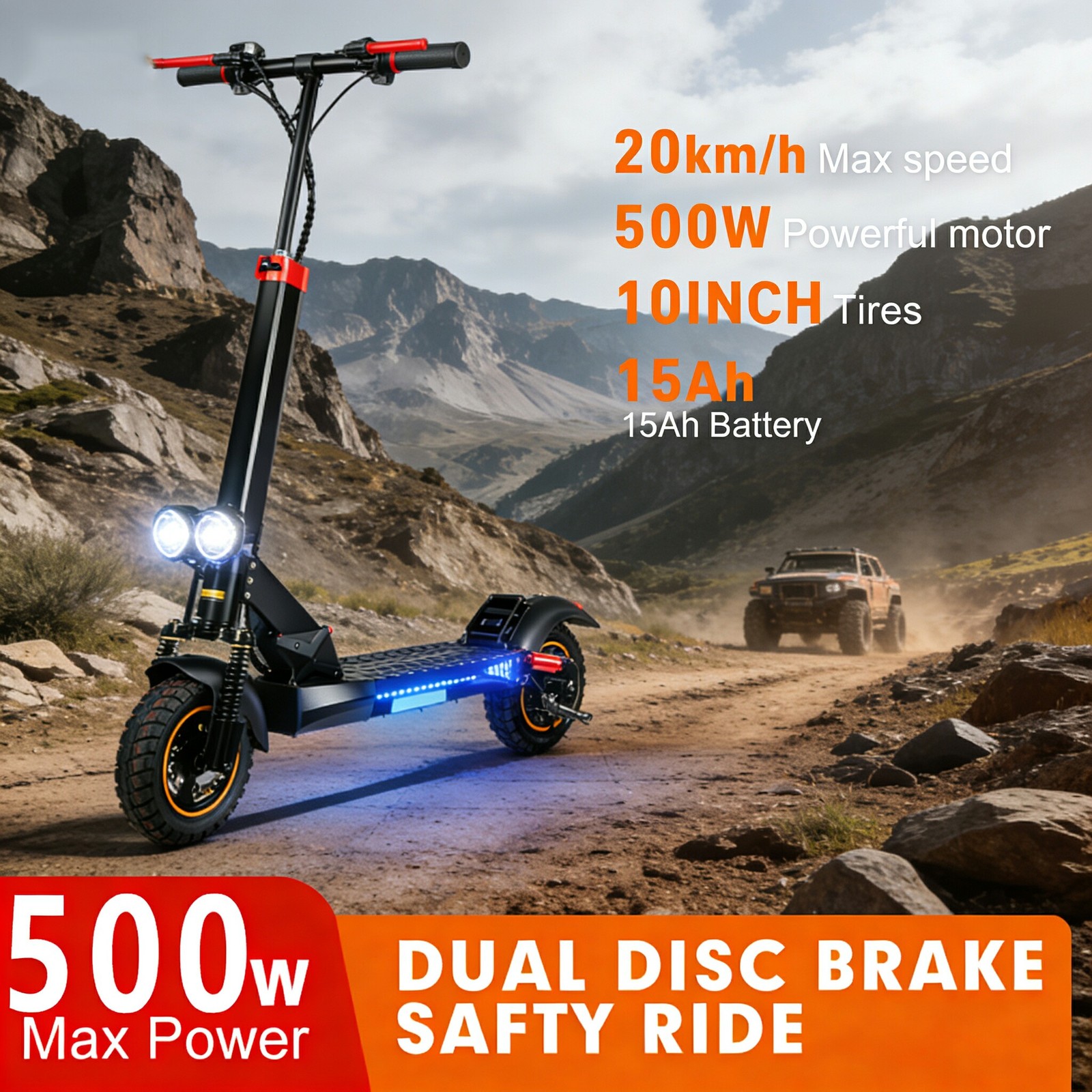 All-Terrain Scooter: Dual-Shock, 25mph – Conquer Hills, Sidewalks & Parks