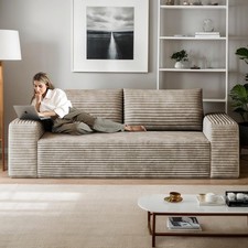 63 Inch Modern Boneless Sofa Corduroy Fabric 2 Seater Memory Foam