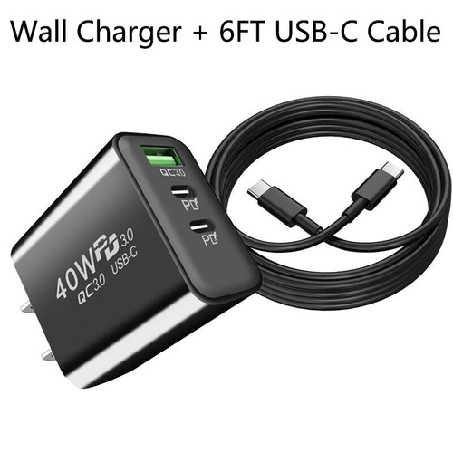 40W USB Wall Charger, 3 Ports Fast Charging Block, QC 3.0 Power Adapter Plug - Picture 24 of 35