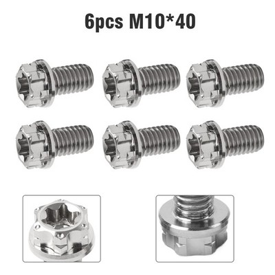 6pcs Titanium Bolts Torx Head Flange Screws M10x40mm For Motorcycle Bike