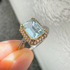 925 Sterling Silver Ring Blue 8x6mm Natural Topaz Gemstone Zircon Bridal Jewelry — photo 10