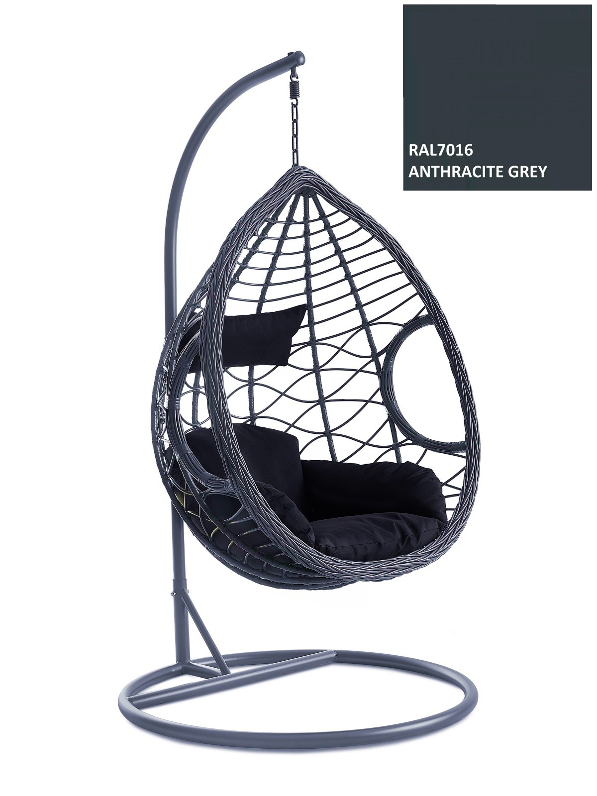 Polyrattan Hängesessel Hängekorb Rattan Hängeschaukel mit Gestell Hängesitz Korb