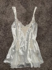 Vtg Victoria's Secret Bridal Glossy Satin Sequin Nightie Gown Large Slip Dress