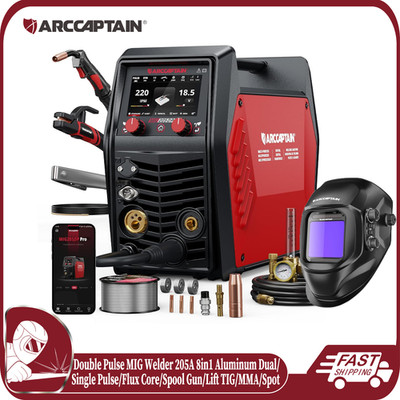 ARCCAPTAIN MIG205DP Pro MIG Welder 8-in-1 Dual/Single Pulse MIG/TIG/MMA/Spot APP