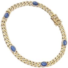 Sapphire Cabochons Bracelet 585 Yellow Gold