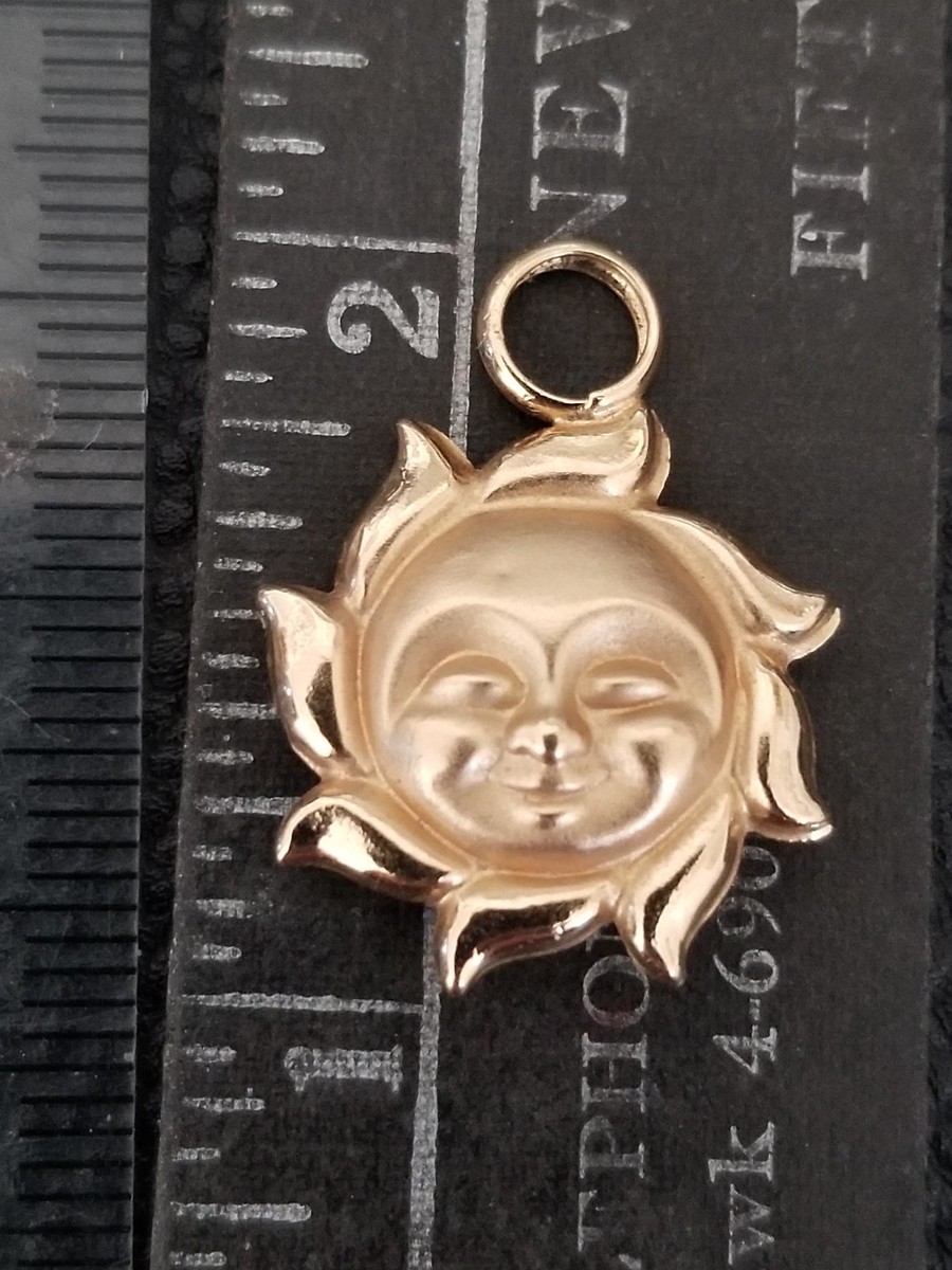 14K YELLOW GOLD SUNSHINE FACE CHARM/PENDANT View 2