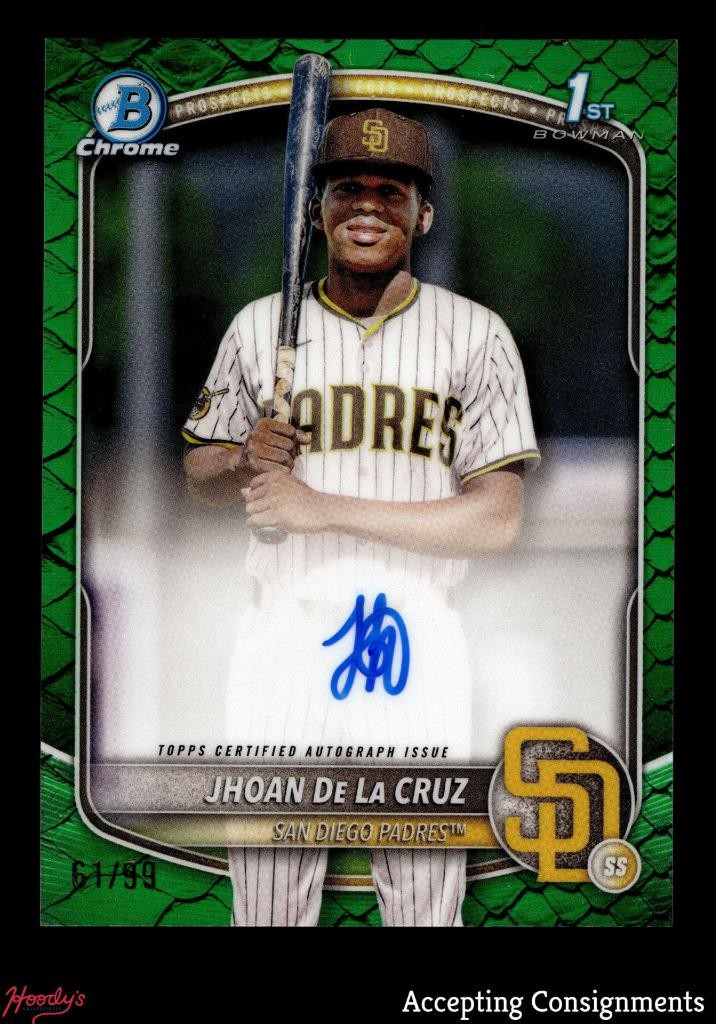 2025 Bowman Chrome Green Reptilian Ref. Jhoan De La Cruz 1st ROOKIE AUTO 61/99