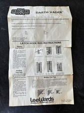Star Wars Darth Vader Latch Hook Pillow Kit Replacement Instruction Paper Only