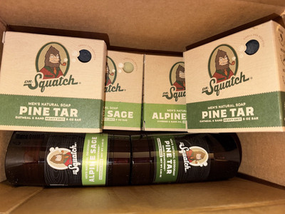 Pine Tar/Alpine Sage Scent 6 Piece Dr. Squatch Lot Men's Natural Soap/Deodorant