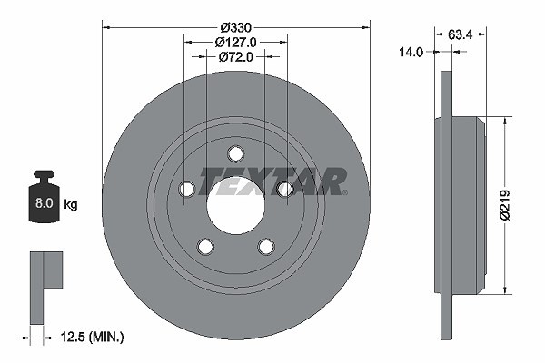 2X Textar Bremsscheibe Hinterachse U.A. FüR Dodge, Jeep-image