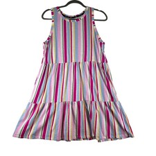 GAP Tiered Sleeveless Dress Womens Large Multistripe Sun Summer Casual Girly NWT