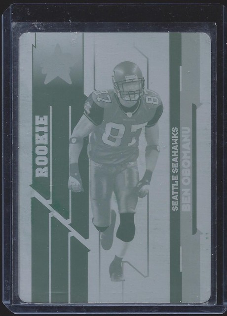 2006 Leaf Rookies & Stars Ben Obomanu Seattle Seahawks 1/1 Cyan Plate Auburn RC