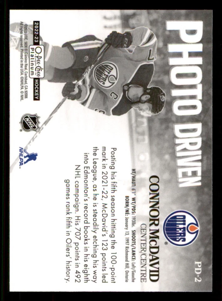 2022-23 O-Pee-Chee Platinum Photo Driven #PD2 Connor McDavid - Image 2 of 2