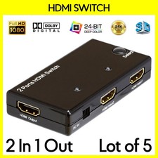 5 Pack HDMI Switcher 2 Sources 1 Display Digital Signal Amplifier 2x1 Switch