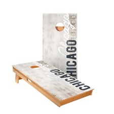 Vintage Cornhole Boards Skips Chicago Poplar Wood Outdoor Lawn Game Set