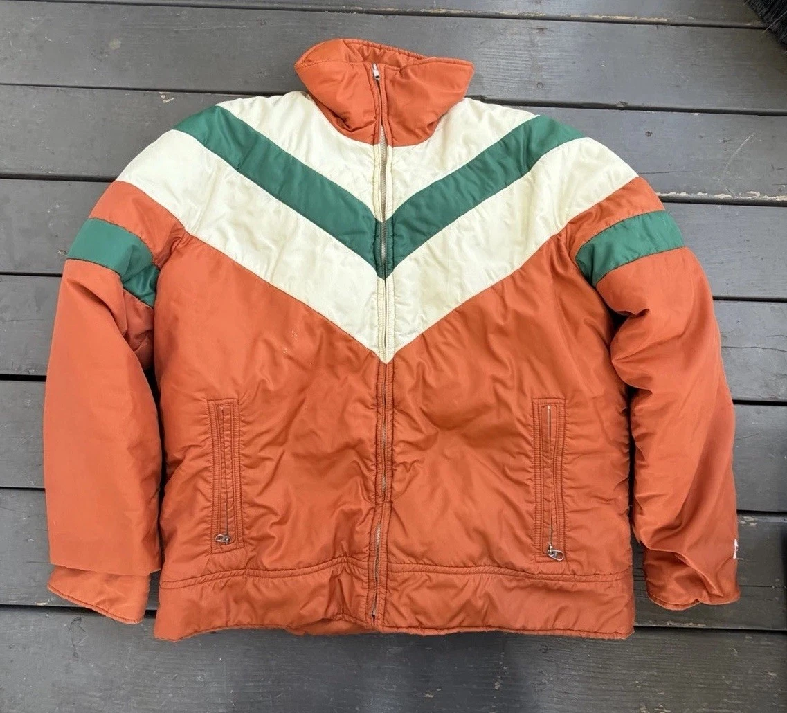 Vintage Gerry Goose Down Puffer Jacket USA Made 70s 80s Chevron XL 24” x 27”