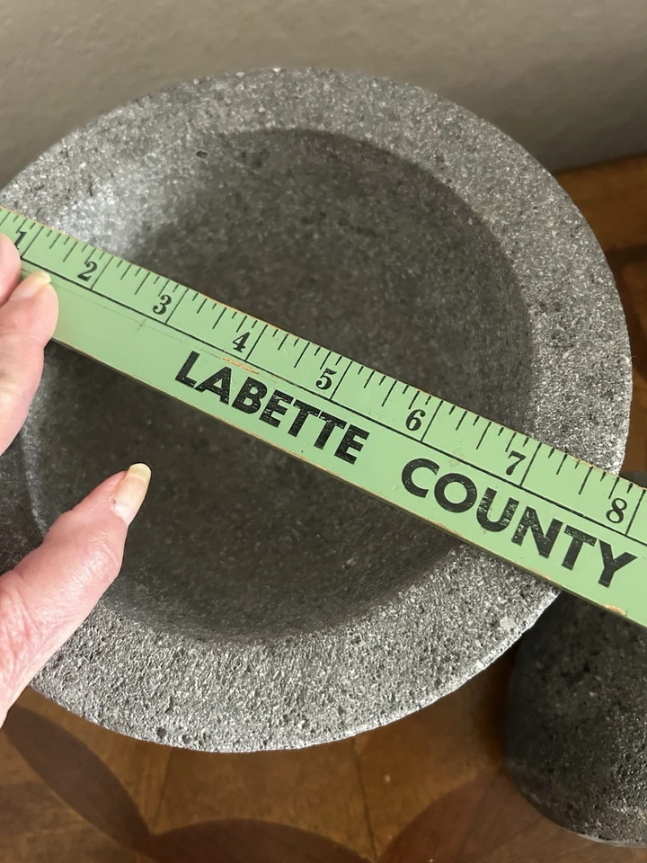 "Auténtico mortero mexicano Molcajete y piedra lisa gris mazo con patas 6"" abiertas" Foto 3 de 4