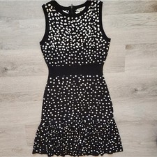 Eliza J Women's Polka Dot Sleeveless Crew Neck Knee Length Sweater Dress Small S