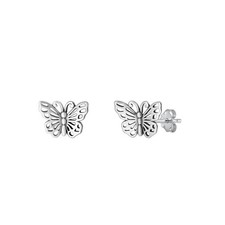 Sterling Silver Filigree Butterfly Small Stud Post Earrings