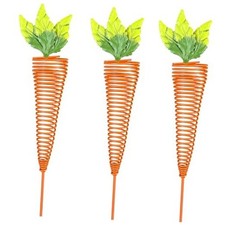 Easter Iron Garden Carrot Decor Stakes   3 Pc. Set,Handcrafted Metal Carrot