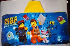 The LEGO Movie 2 Kids Bath Hooded Towel Wrap 24"×50" Never Stop Playing