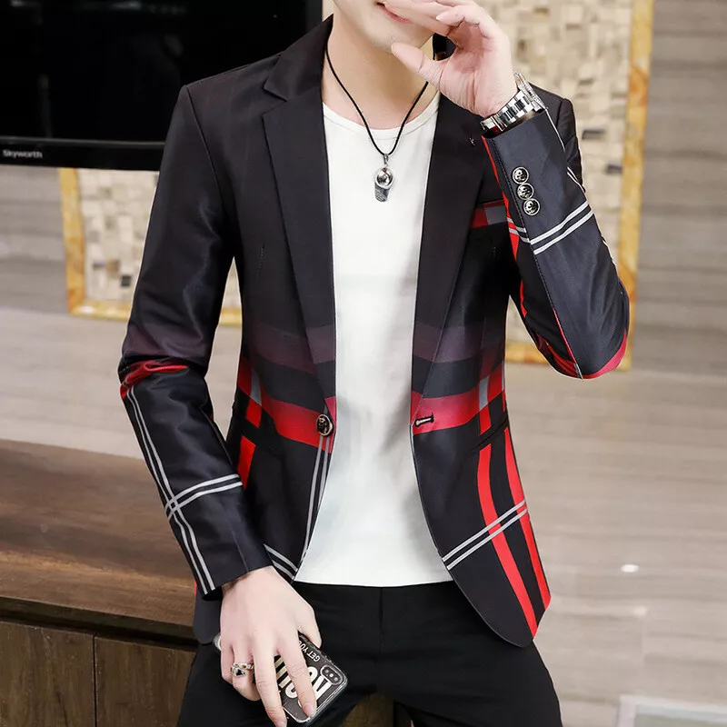 Men Work Blazer Jacket Business Casual Button Slim Fit Suit Coat Formal Tops