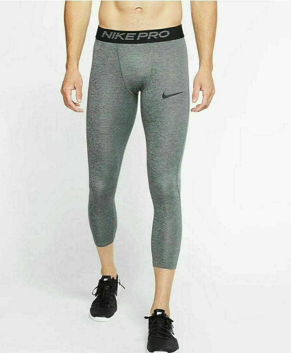 Nike Men Pro Dark Grey/Black 3/4 Compression Training Tights (BV5643-011)  Size S