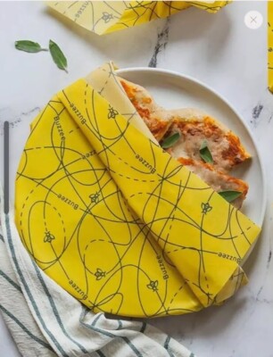 Reusable Plastic Wrap Alternative  Food Storage  Wax Wraps Eco - 4 Pack Bees New