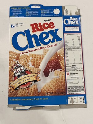 Rice Chex Empty Cereal Box Christopher Columbus Vintage
