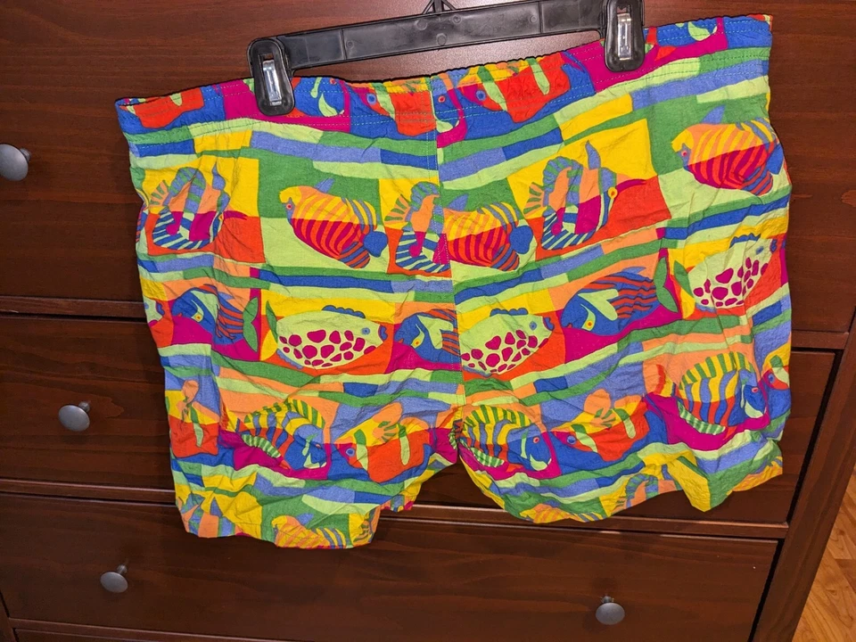 Bermuda de praia SALTY DOG vintage anos 80 anos 90 piscina tamanho G - B10 - Imagem 2 de 4