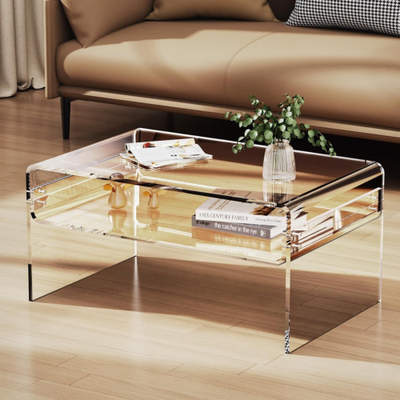 Lucite Coffee Table Ikea 32" X 16" X 16" High X 3/4" Thick Clear