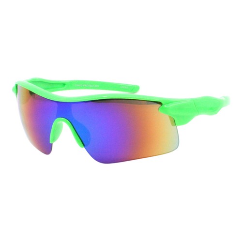 Kids Boys & Girls Sunglasses Sporty Wrap Around Half Rim Mirror Lens UV400 - Picture 3 of 25