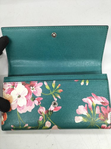 GUCCI Blooms Women's Long Wallet Floral Green 410100 W19xH11cm With Box Used - Picture 9 of 14