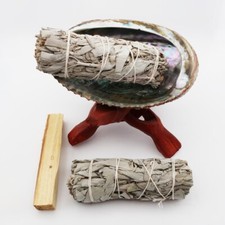 White Sage Smudge Kit - Palo Santo Stick, Abalone  Stand - Smudging Cleanse Set