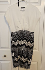 Glamour & Co. White & Black Sleeveless Bodycon Summer Dress Size M