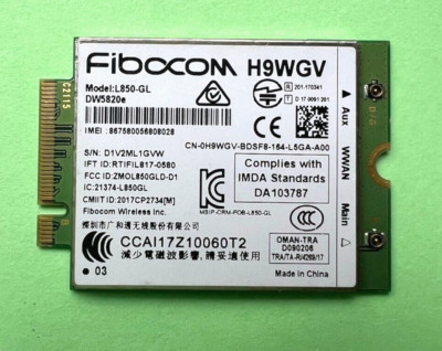 Dell WWAN DW5820e Fibocom Model L850-GL   LTE 450Mbit 4G  H9WGV  0H9WGV für Dell