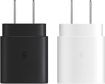 2 x Charger New 25W Fast  [ 1x White & Black ] Compatible SAMSUNG IPHONE