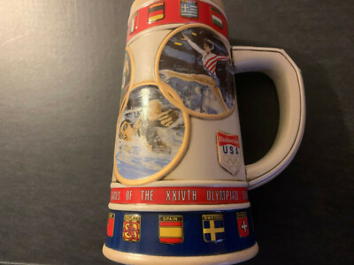 BUDWEISER GAMES OF THE XXIVth OLYMPIAD CERAMIC BEER STEIN 1988 SEOUL OLYMPICS
