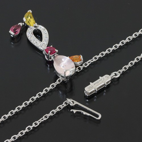 CARTIER Multi Gemstone Delices Pendant Necklace in 18K White Gold w/Box D4915 - Picture 5 of 9